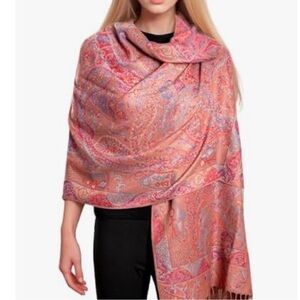 Cashmere Sam Well Pashmina Paisley Pink Shawl Wrap